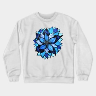 Beautiful Abstract Blue Flower Ink Drawing Crewneck Sweatshirt